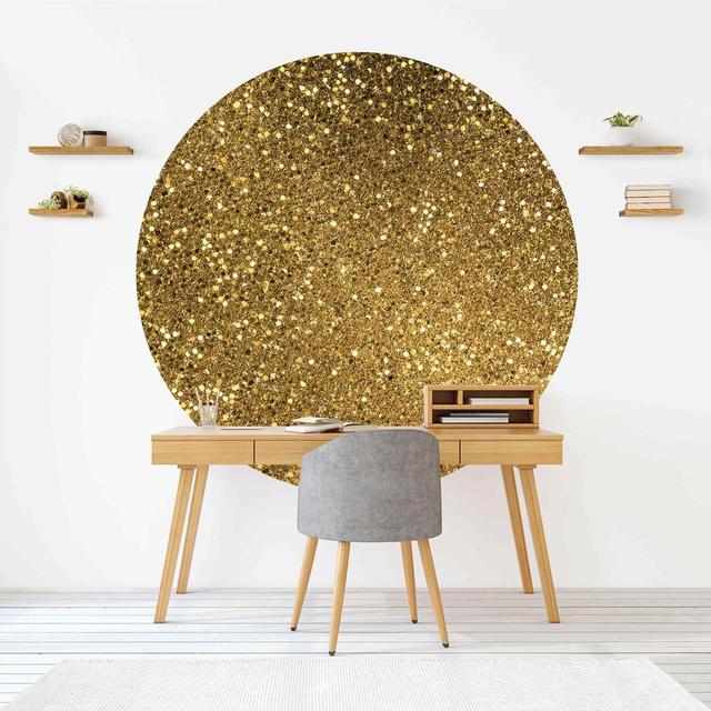 Round Wallpaper Self Adhesive - Glitter Confetti In Gold Perspections Größe: 200 cm L x 200 cm B, Farbe: Goldfarben on Productcaster.