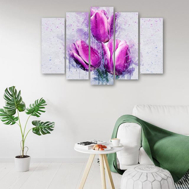 Canvas Print Tulips Flowers Pink Rosalind Wheeler Size: 100cm H x 200cm W on Productcaster.