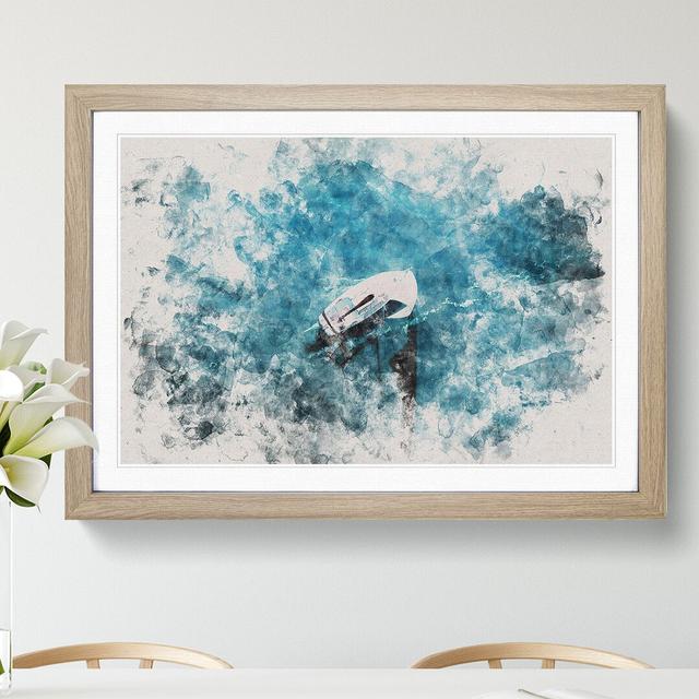 Scow Boat out Sailing Watercolour - Picture Frame Graphic Art East Urban Home Frame Option: Oak, Size: 36cm H x 48cm W x 2cm D on Productcaster.