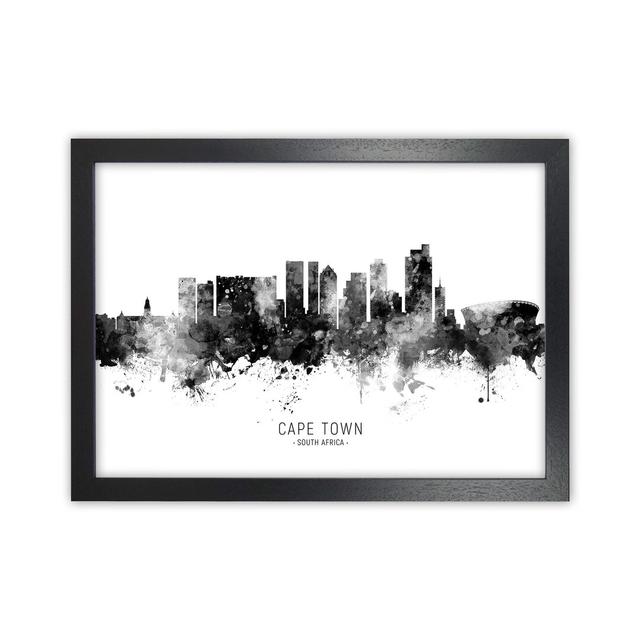 Cape Town South Africa Skyline Black White City Name by Michael Tompsett - Print Latitude Run Size: 64cm H x 88cm W x 3cm D, Format: Black Framed on Productcaster.