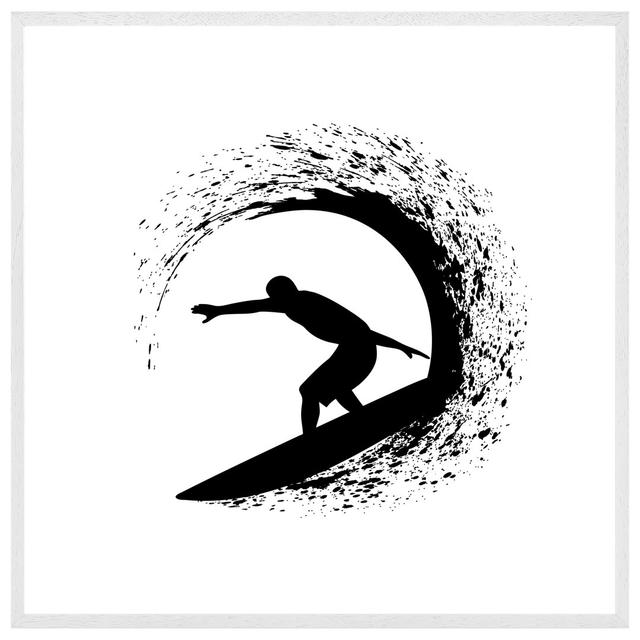 Asmar Surfer Silhouette - Print House of Hampton Format: White Framed, Size: 51cm H x 51cm W x 4cm D on Productcaster.