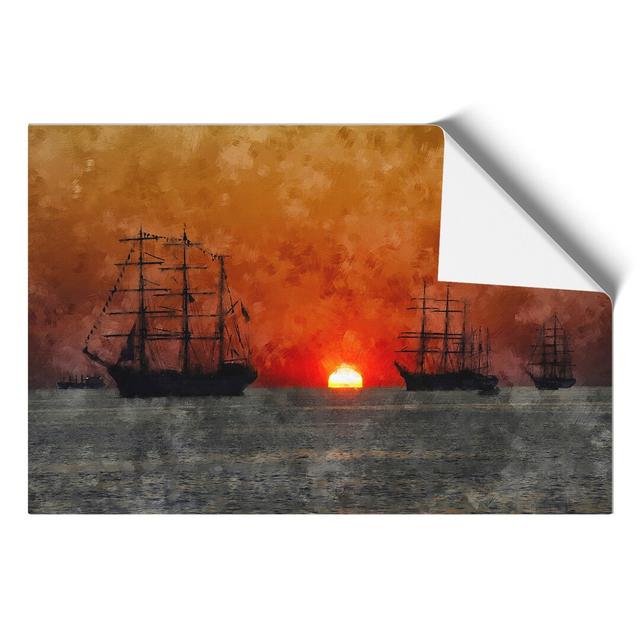 Ships at Sunset - Unframed Graphic Art East Urban Home Size: 21cm H x 30cm W x 0.1cm D on Productcaster.