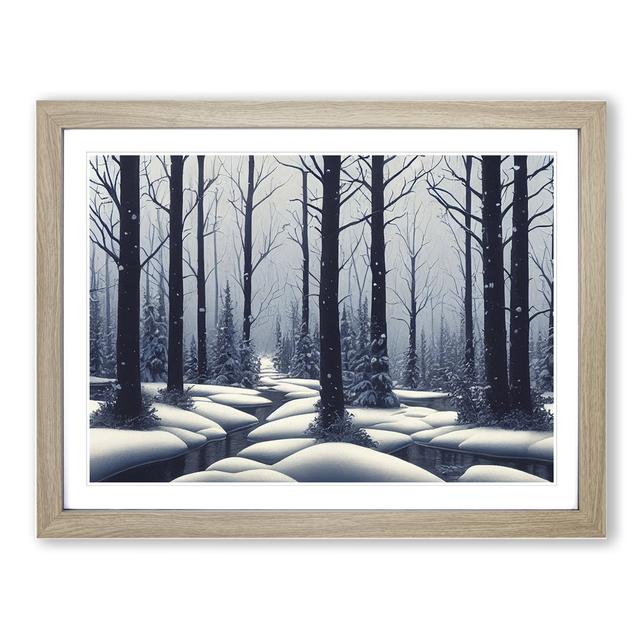 Wholesome Winter Forest - Picture Frame Graphic Art Alpen Home Size: 25cm H x 34cm W x 2cm D, Format: Oak Framed on Productcaster.