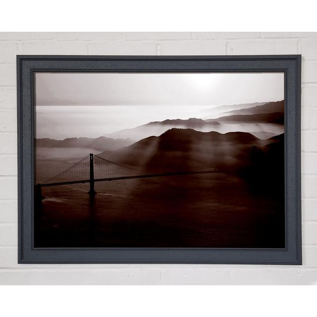 Goldon Gate Bridge Misty Morning Brown Framed Print Ebern Designs Size: 29.7cm H x 42cm W x 1.5cm D on Productcaster.