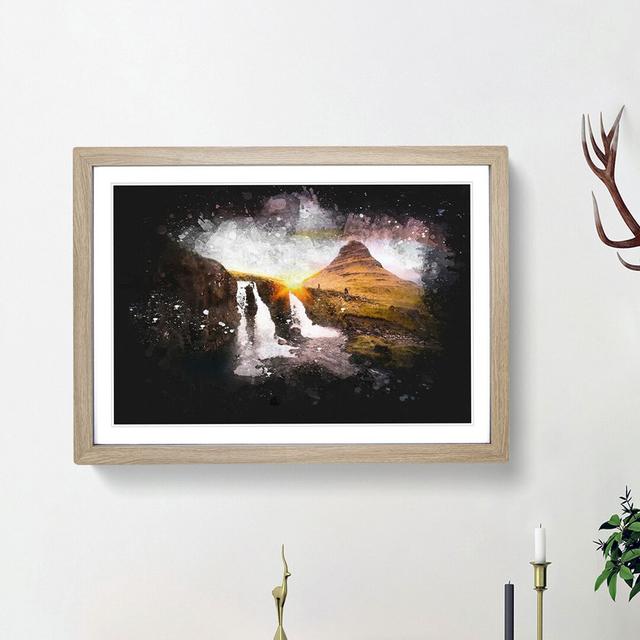 Kirkjufell Waterfalls & Mountain - Picture Frame Graphic Art Print East Urban Home Frame Option: Oak Framed, Size: 62cm H x 87cm W x 2cm D on Productcaster.