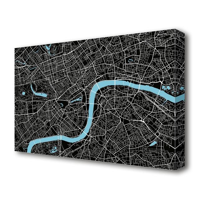 The Map of London Thames 2 London - Wrapped Canvas Graphic Art Print East Urban Home Size: 35.6 cm H x 50.8 cm W on Productcaster.