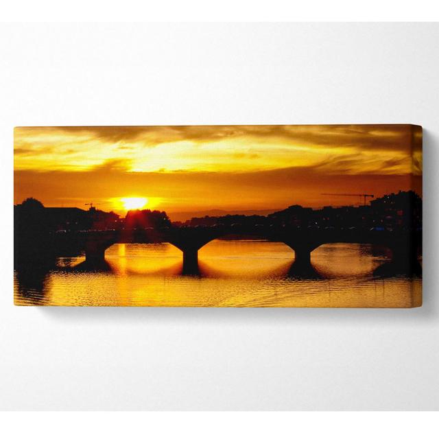 Sunset Over Florence River - Print Ebern Designs Size: 50.8cm H x 121.9cm W x 10cm D on Productcaster.