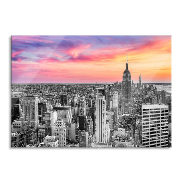 New York City at Sunset - Unframed Photograph on Glass Brayden Studio Size: 60cm H x 80cm W x 0.4cm D on Productcaster.