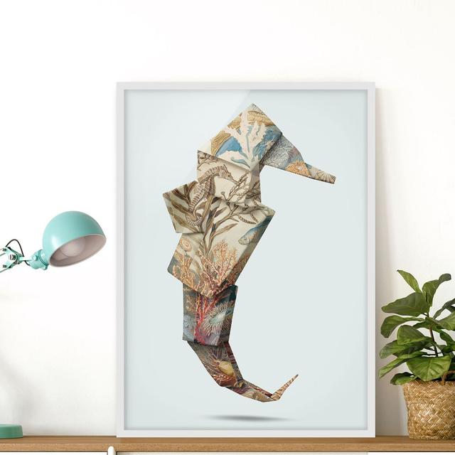 Picture With Frame - Jonas Loose - Origami Seahorse - Portrait 4:3 - A Highland Dunes Frame Option: White Framed, Size: 55cm H x 40cm W x 2cm D on Productcaster.