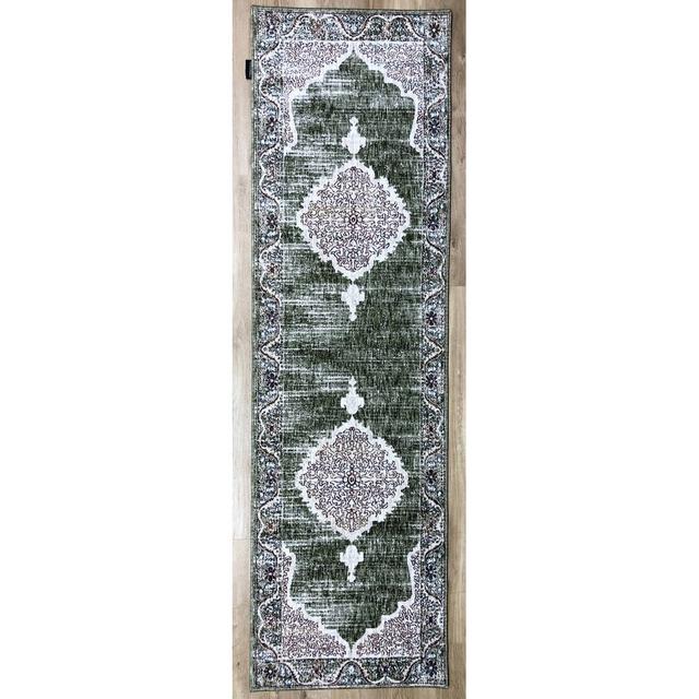 Runner Fitzpatrick Oriental Power Loom Ivory/Green Area Rug Latitude Vive Rug Size: Runner 67 x 230cm on Productcaster.