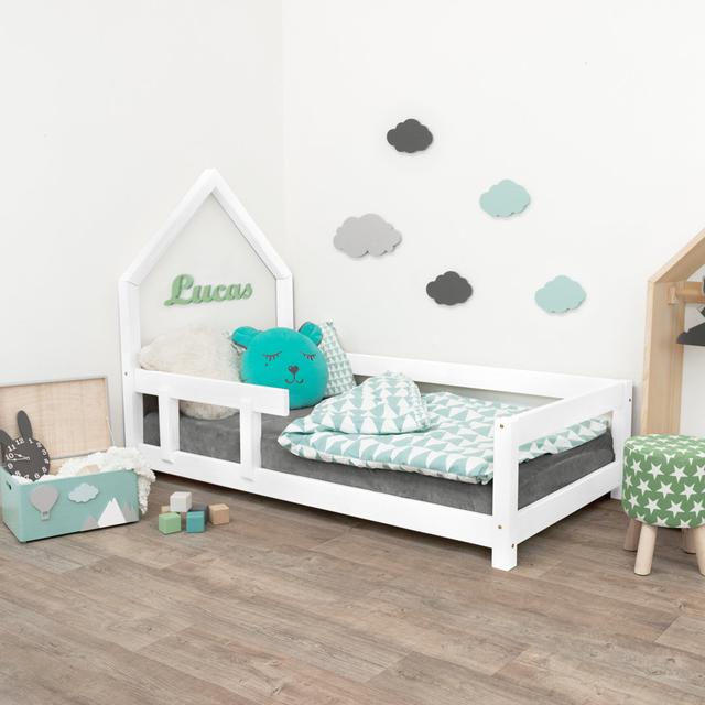 Children''s House Bed POPPI With Firm Bed Guard Left 90x190 cm Natural decor Isabelle & Max Size: 80 x 160 cm, Colour (Bed Frame): White on Productcaster.