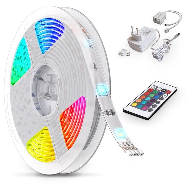 VanVleet LED Stripe 5 meter RGB-Lichtband mit Farbwechsel mit Fernbedienung Selbstklebend ClearAmbient on Productcaster.