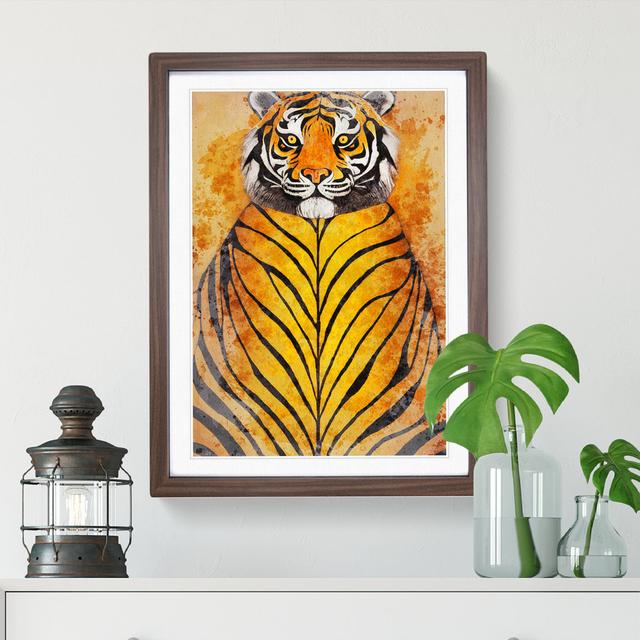 Tiger in Watercolour - Picture Frame Graphic Art Latitude Vive Size: 64cm H x 46cm W x 2cm D, Frame Colour: Walnut Framed on Productcaster.