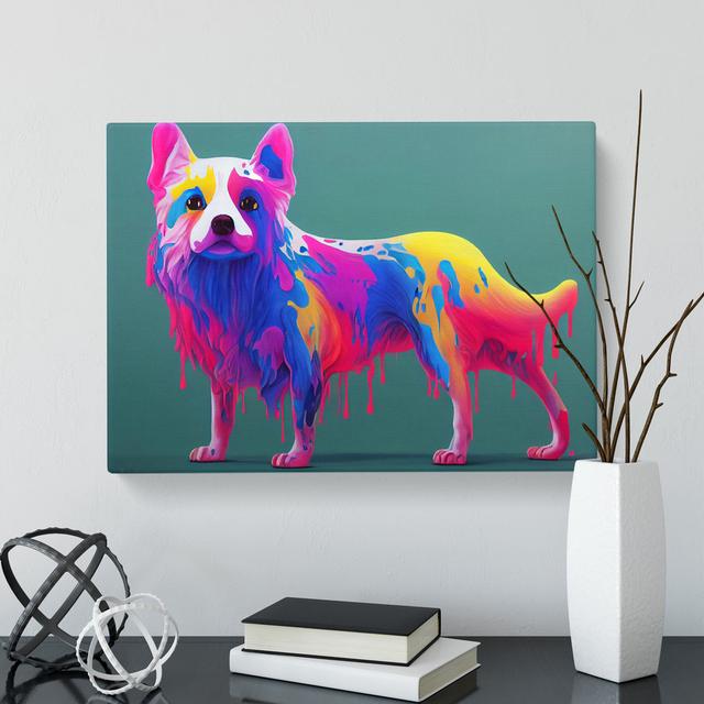 Dripping Paint Dog - Wrapped Canvas Print Marlow Home Co. Size: 35cm H x 50cm W x 3cm D on Productcaster.