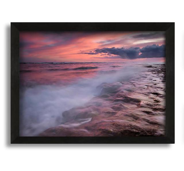 Perfect Pink Ocean Dusk - Picture Frame Graphic Art on Canvas House of Hampton Size: 42cm H x 60cm W x 10cm D on Productcaster.