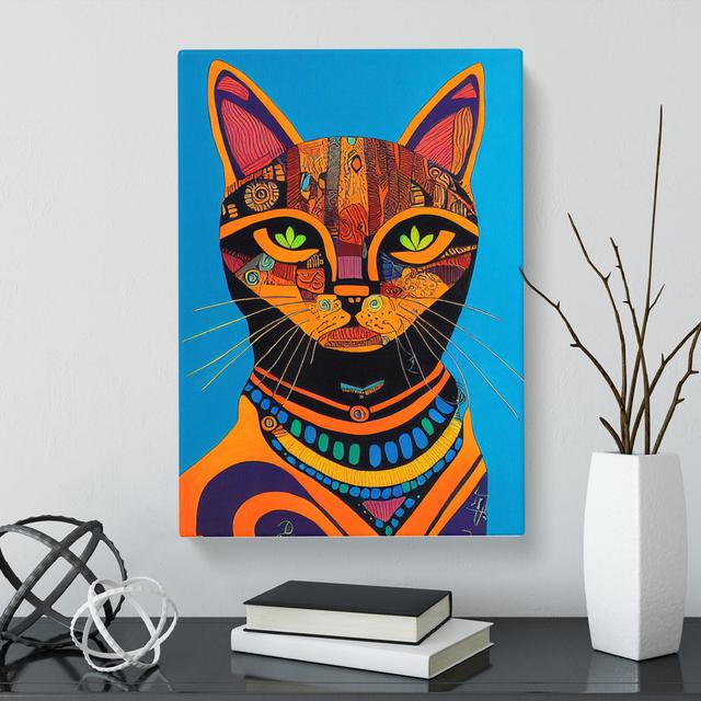 Cat African - Wrapped Canvas Graphic Art Marlow Home Co. Size: 60cm H x 40cm W x 3cm D on Productcaster.