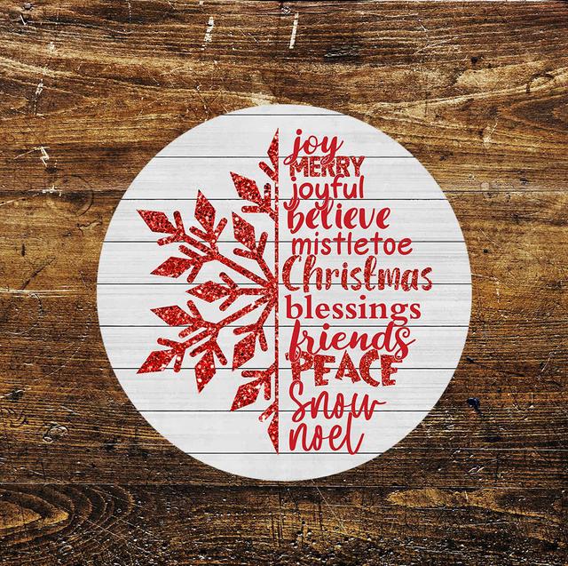 Joy Merry Christmas Snowflake Circle Metal Sign The Seasonal Aisle Size: 28cm H x 28cm W on Productcaster.