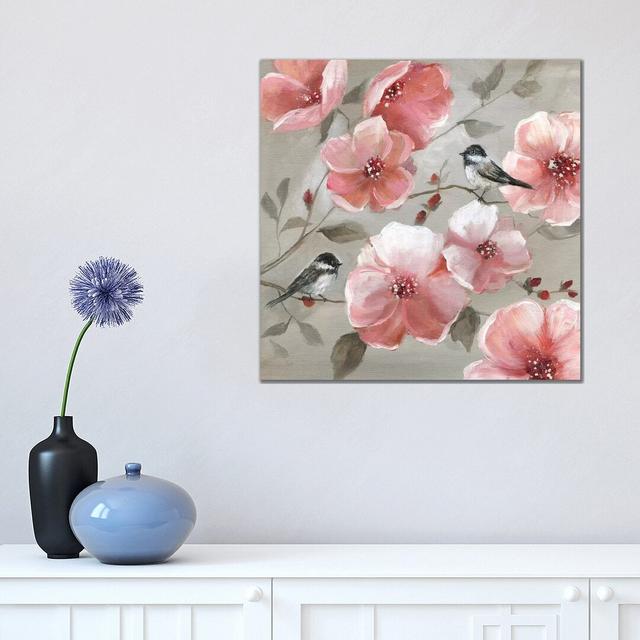 Chickadee Spring II - Print Fleur De Lis Living Size: 45.72cm H x 45.72cm W x 3.81cm D, Format: Wrapped Canvas on Productcaster.