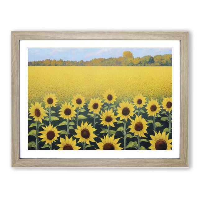 A Phenomenal Sunflower Field - Picture Frame Graphic Art Brambly Cottage Size: 46cm H x 64cm W, Frame Colour: Grey on Productcaster.