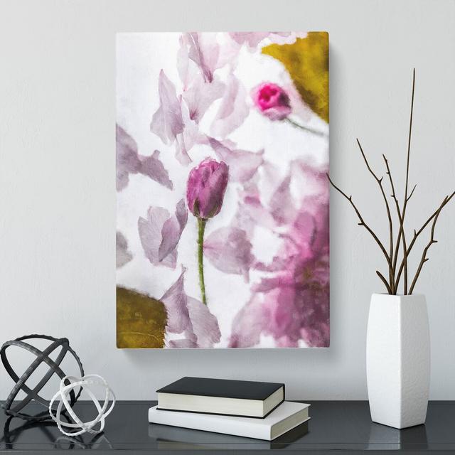 Fallen Pink Petals - Wrapped Canvas Painting Print East Urban Home Size: 76cm H x 50cm W x 3cm D on Productcaster.