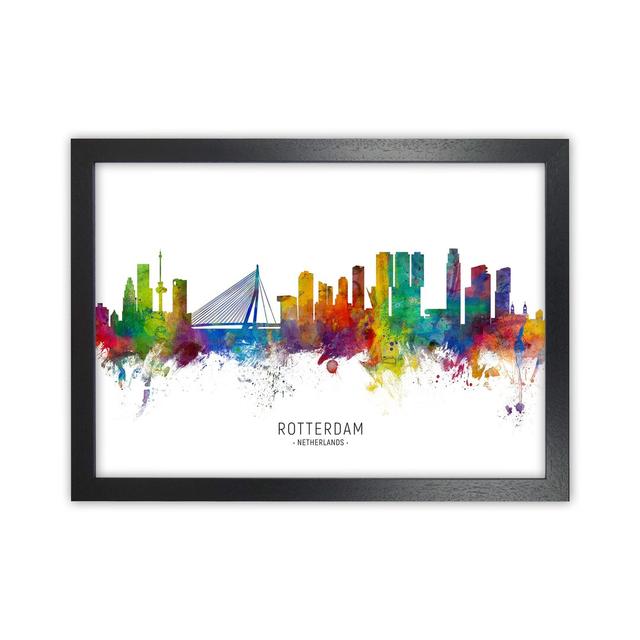 Rotterdam Netherlands Skyline by Michael Tompsett - Print Ebern Designs Size: 34cm H x 46cm W x 3cm D, Format: Black Framed on Productcaster.