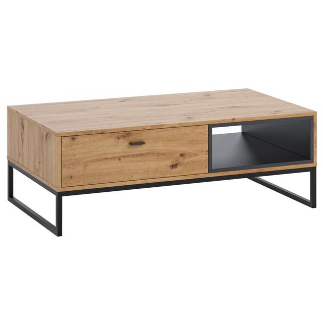 Eufracio Sled Coffee Table with Storage 17 Stories Table Top Colour: Artisan Oak/Black on Productcaster.