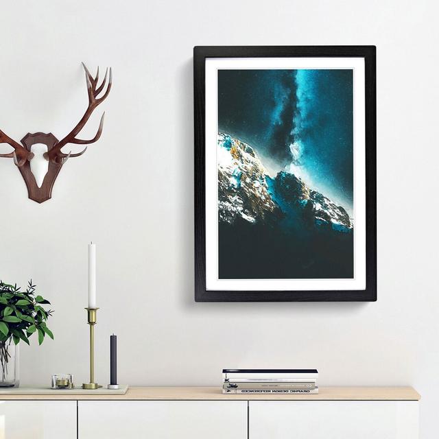 Explosion of Stars Above the Mountains - Picture Frame Painting Print East Urban Home Frame Option: Black Framed, Size: 65cm H x 48cm W x 2cm D on Productcaster.