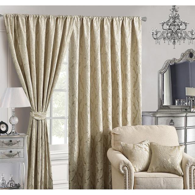 Dierking Jacquard Blackout Pinch Pleat Curtain Panel Mercer41 Colour: Beige, Panel Size: 168 W x 137 D cm on Productcaster.