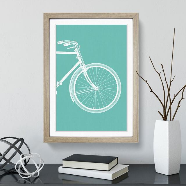 Bicycle No.2 Teal - Picture Frame Graphic Art East Urban Home Size: 65cm H x 48cm W x 2cm D, Frame Option: Oak on Productcaster.