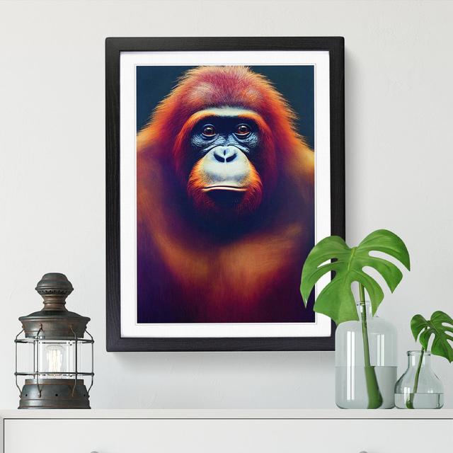 Besian Face Of An Orangutan - Picture Frame Print Latitude Vive Size: 64cm H x 46cm W x 2cm D, Frame Colour: Walnut on Productcaster.