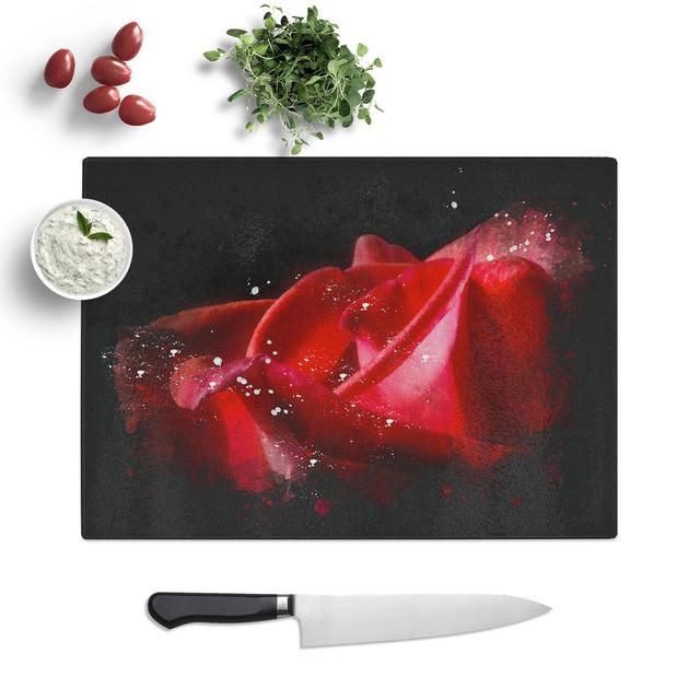 Rose Flower Vol.1 Paint Splash Chopping Board East Urban Home Size: 0.4cm H x 28.5cm W x 39cm L on Productcaster.