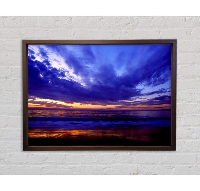 Gerahmtes Poster Blue Lilac Sunset Ocean Haus am Meer Größe: 59,7 cm H x 84,1 cm B x 3,3 cm T on Productcaster.