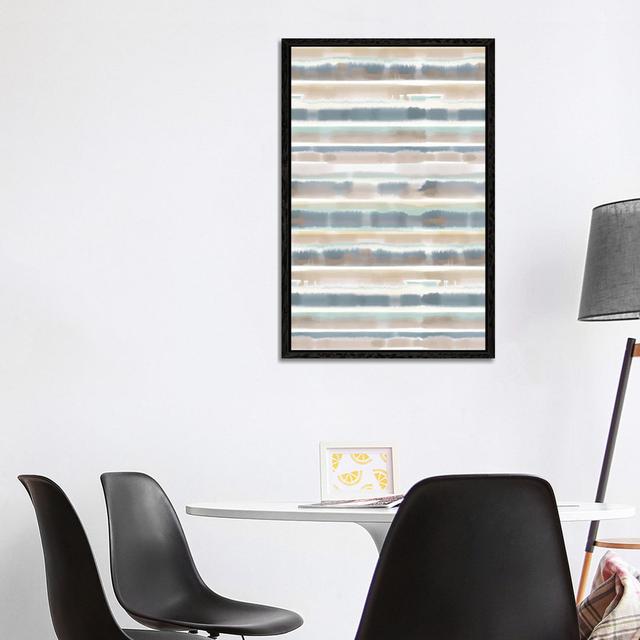 Watercolor Stripe Earthy Ivy Bronx Size: 101.6cm H x 66.04cm W x 3.81cm D, Format: Black Framed on Productcaster.