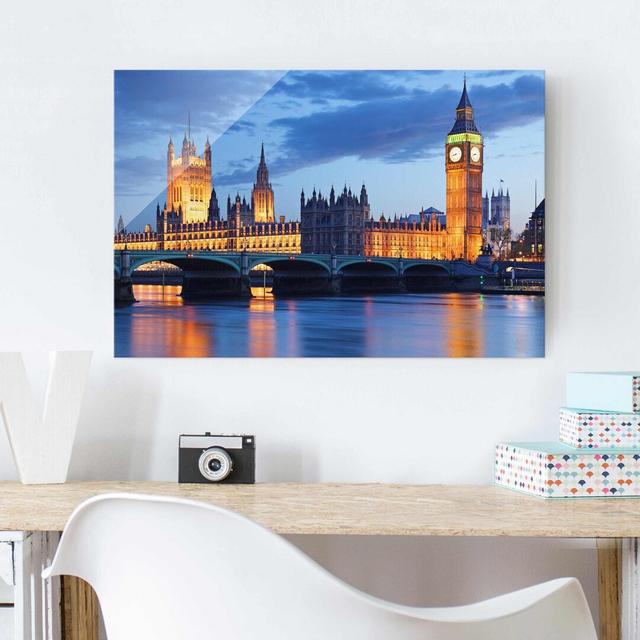 London at Night - Photograph Print on Glass East Urban Home Size: 60 cm H x 90 cm W on Productcaster.