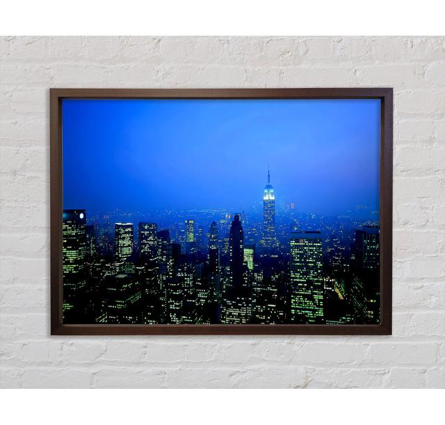 New York City Blue Mist At Night - Einzelbildrahmen Kunstdrucke auf Leinwand Ebern Designs Größe: 100 cm H x 141,4 cm B x 3,3 cm T on Productcaster.