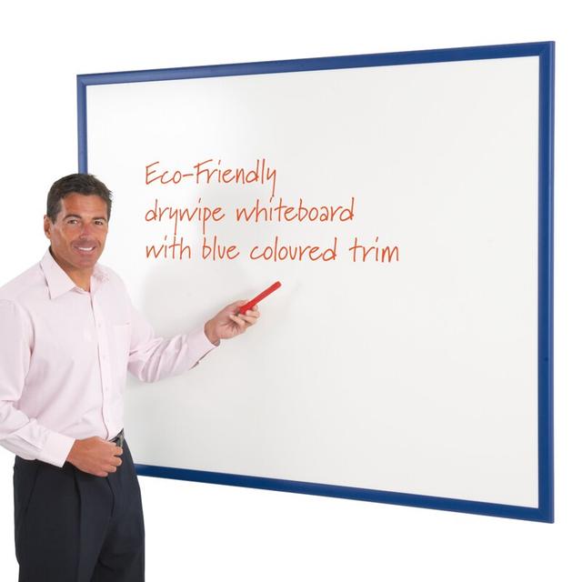 Wall Mounted Whiteboard Symple Stuff Size: 120 cm H x 150 cm W, Frame Finish: Blue on Productcaster.