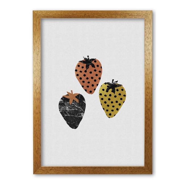 Strawberries - Graphic Art Print on Paper East Urban Home Format: Honey Oak Frame, Size: 30 cm H x 21 cm W x 5 cm D on Productcaster.