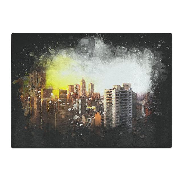 Tempered Glass Melbourne Australia Skyline Abstract Chopping Board East Urban Home Size: 20 cm x 28.5 cm on Productcaster.