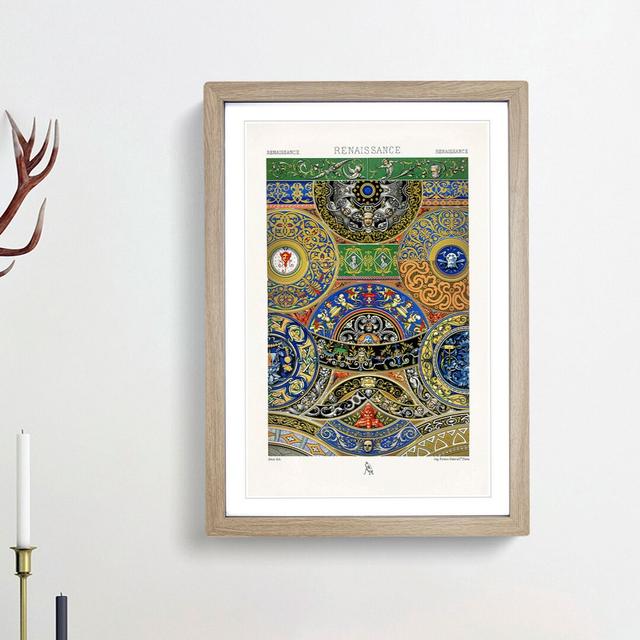 Renaissance Themed Pattern by Albert Racinet - Picture Frame Painting Print East Urban Home Size: 48cm H x 36cm W x 2cm D, Frame Option: Oak Framed on Productcaster.