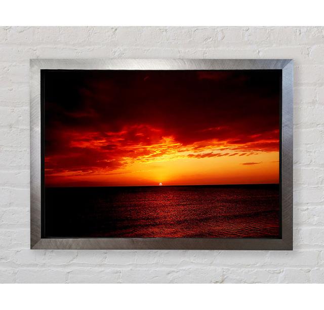 Red Night Fall Over Ocean Framed Print House of Hampton Size: 59.7cm H x 84.1cm W x 3cm D, Format: Silver Framed Paper on Productcaster.