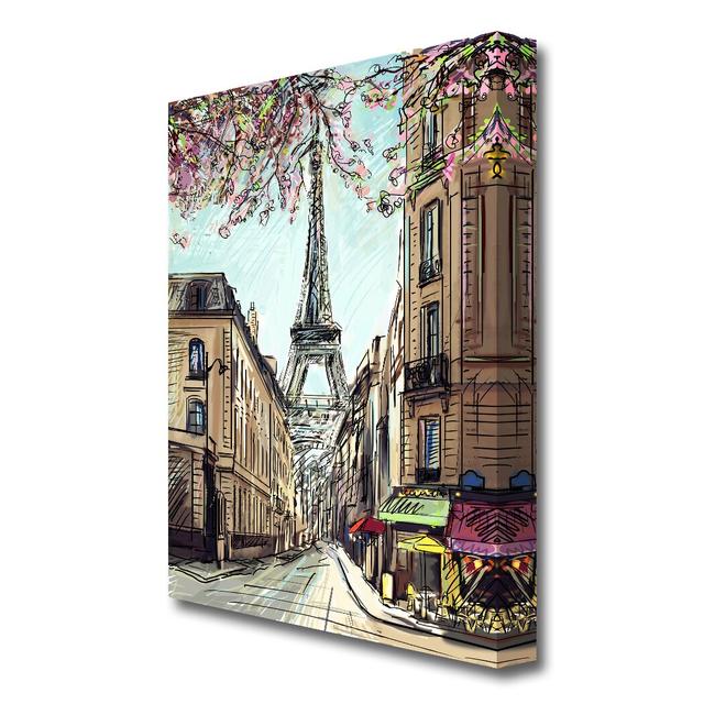 Eiffel Tower Streets 12 Paris - Photograph Print on Canvas East Urban Home Size: 142.2 cm H x 101.6 cm W on Productcaster.