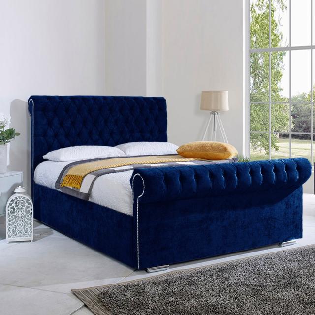 Fancy_Sleigh Bed Mercer41 Size: Super King (6'), Colour: Marine on Productcaster.