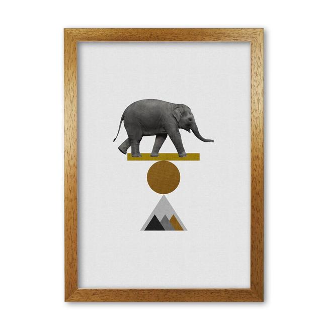 'Tribal Elephant' Graphic Art East Urban Home Size: 60 cm H x 42 cm W x 5 cm D, Format: Honey Oak Frame on Productcaster.