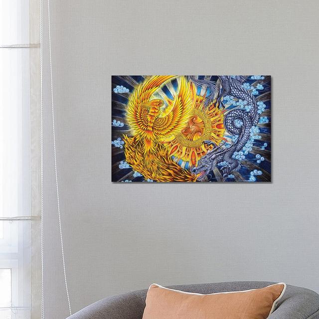 Phoenix and Dragon by Rebecca Wang - Wrapped Canvas Graphic Art Happy Larry Size: 45.72cm H x 66.04cm W x 3.81cm D on Productcaster.