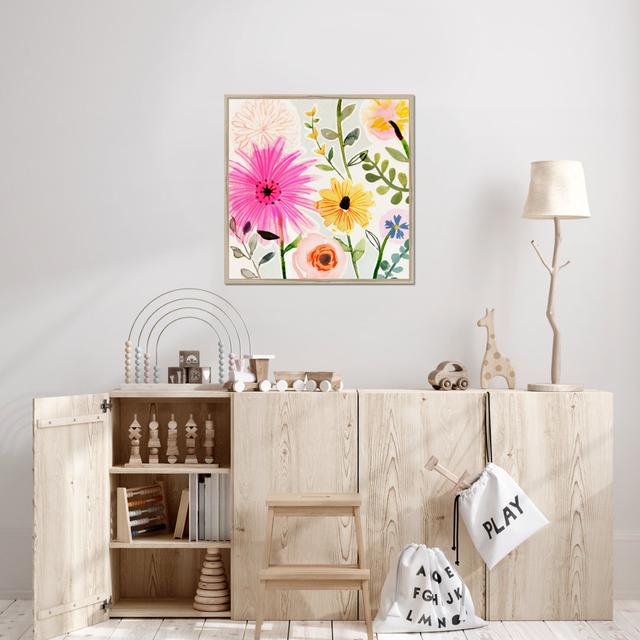 Floral Pop I by Victoria Borges - Wrapped Canvas Painting Print Marlow Home Co. Format: Natural Wood Framed Paper Print, Size: 80cm H x 80cm W on Productcaster.