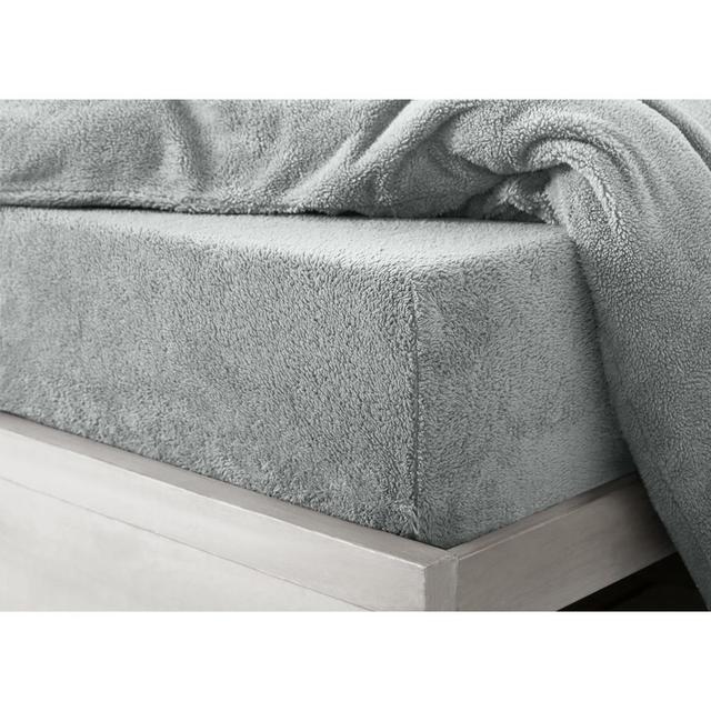 Gorgonio Velosso Teddy Soft Cosy Thermal Fleece Fitted Sheet Fairmont Park Colour: Silver, Size: 152 x 198cm on Productcaster.