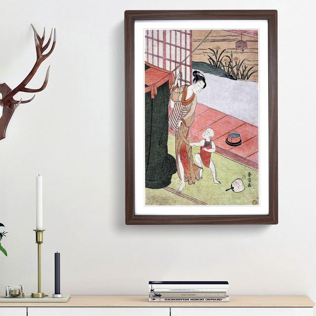 Mother & Son by Harunobu Suzuki - Picture Frame Painting Print East Urban Home Frame Option: Walnut Framed, Size: 48cm H x 36cm W x 2cm D on Productcaster.