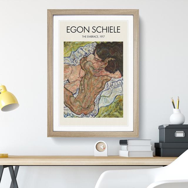 The Embrace by Egon Schiele - Picture Frame Painting East Urban Home Size: 48cm H x 36cm W x 2cm D, Frame Option: Oak Framed on Productcaster.