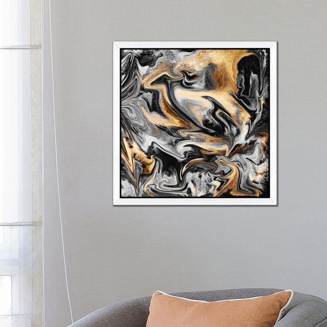 Gold Veins - Floater Frame Print on Canvas Canora Grey Size: 45.72cm H x 45.72cm W x 3.81cm D, Frame Option: White Framed on Productcaster.