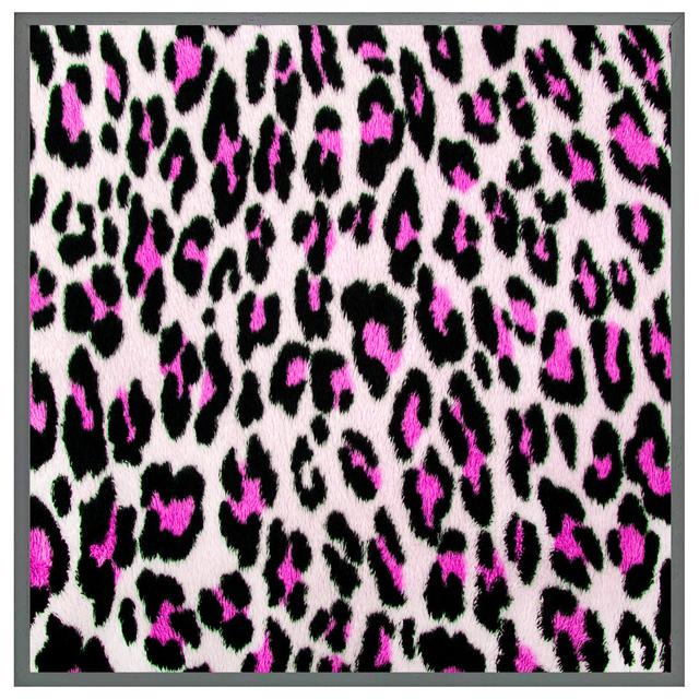 Mendocino Pink Fluffy Leopard - Single Picture Frame Art Prints Fairmont Park Size: 41cm H x 41cm W x 4cm D, Frame Colour: Grey Framed on Productcaster.